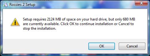 Setup requires 2124MB of free space on your hard drive